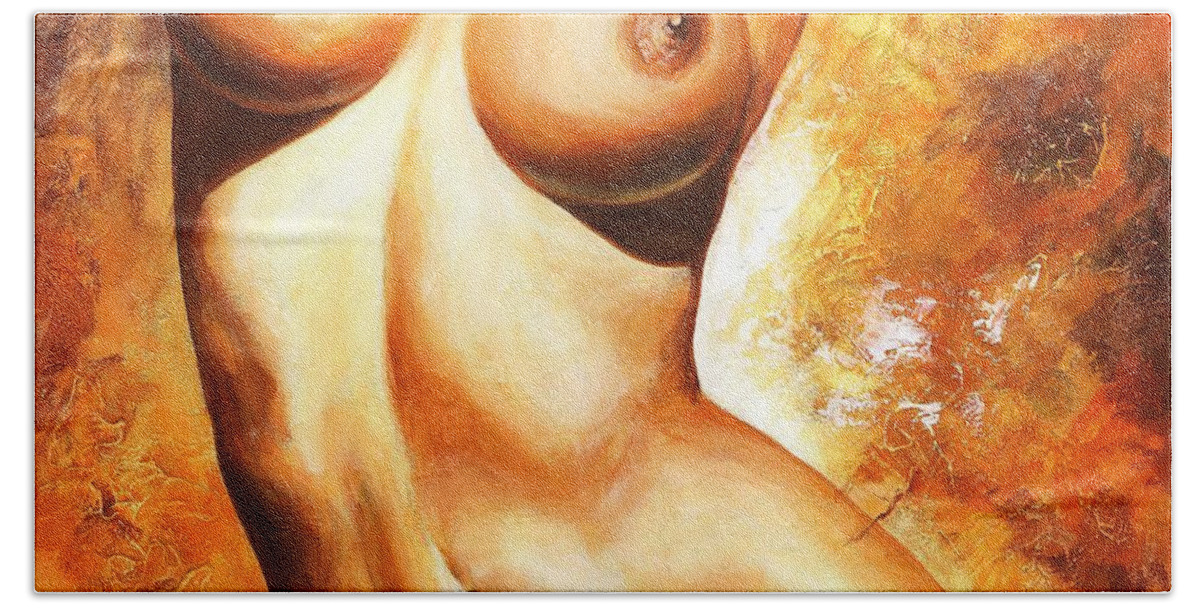 Abstract Bath Towel featuring the painting Erotic details by Emerico Imre Toth