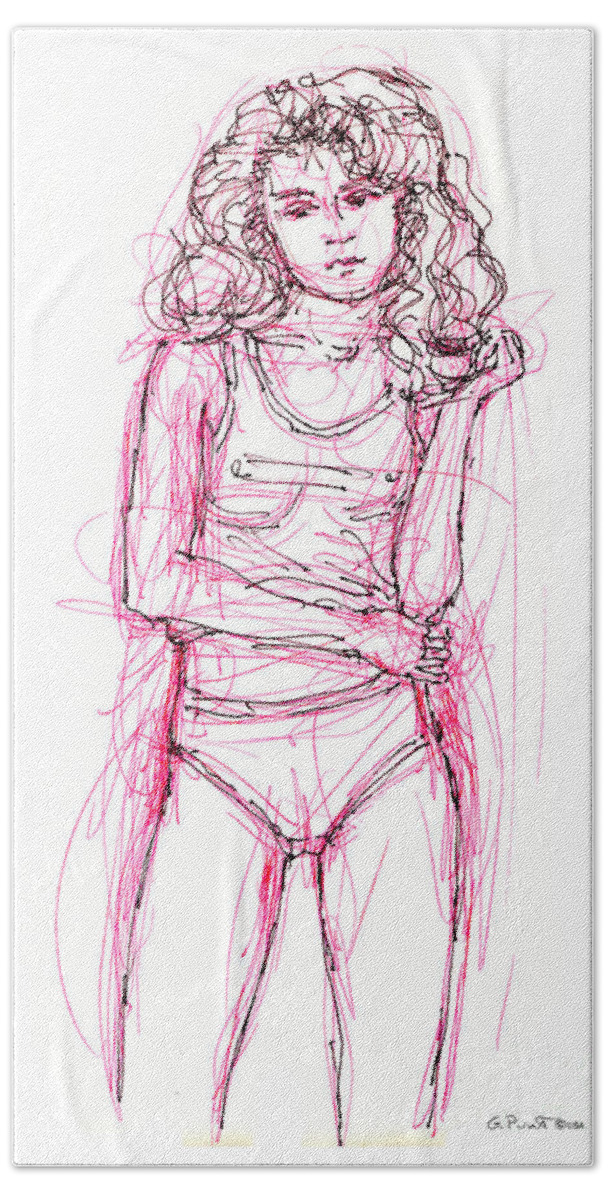 Sketches Hand Towel featuring the drawing Nude Female Sketches 7 by Gordon Punt