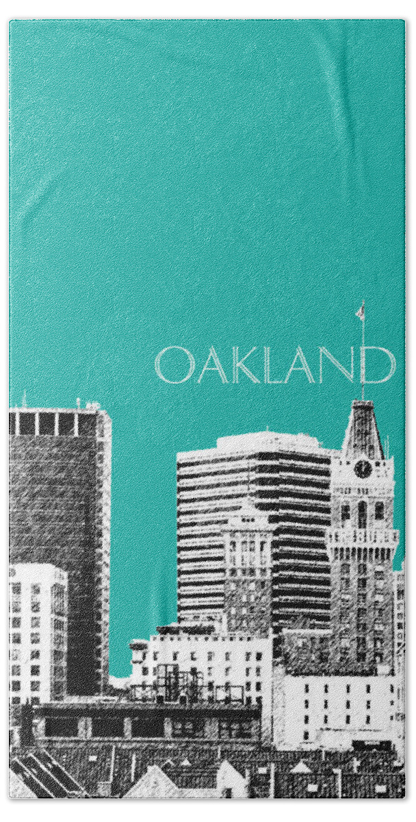 Architecture Bath Towel featuring the digital art Oakland Skyline 1 - Teal by DB Artist