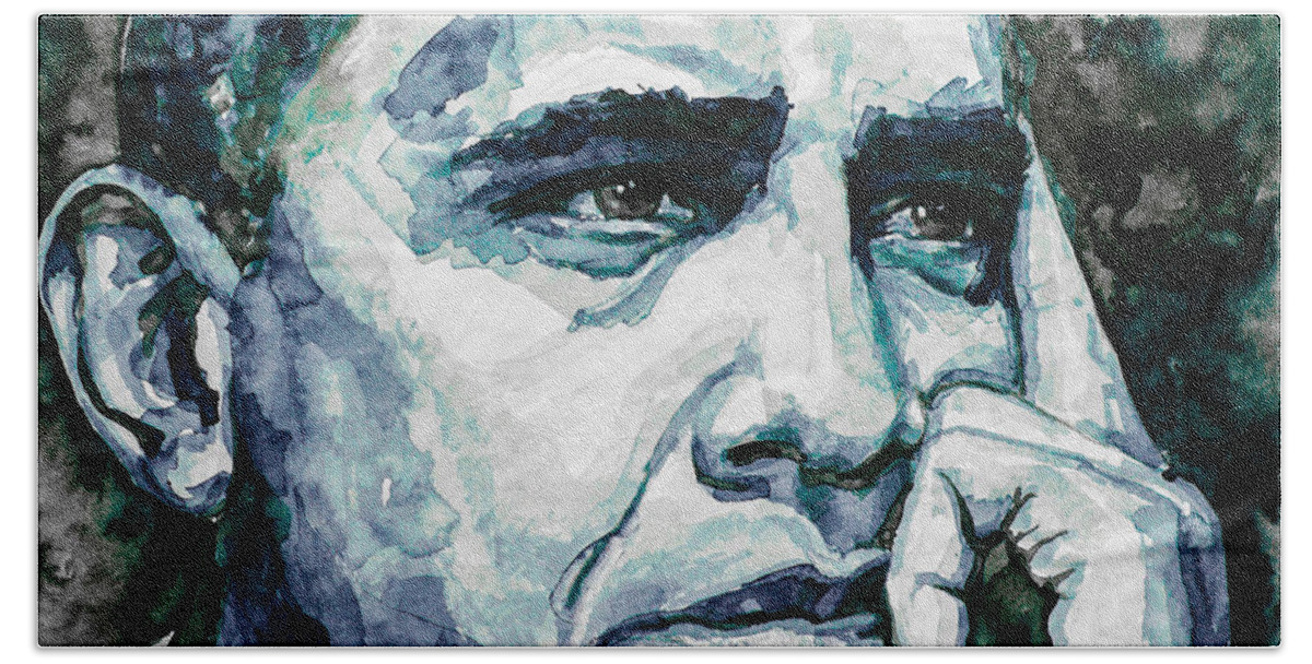 Obama Hand Towel featuring the painting Obama 6 by Laur Iduc