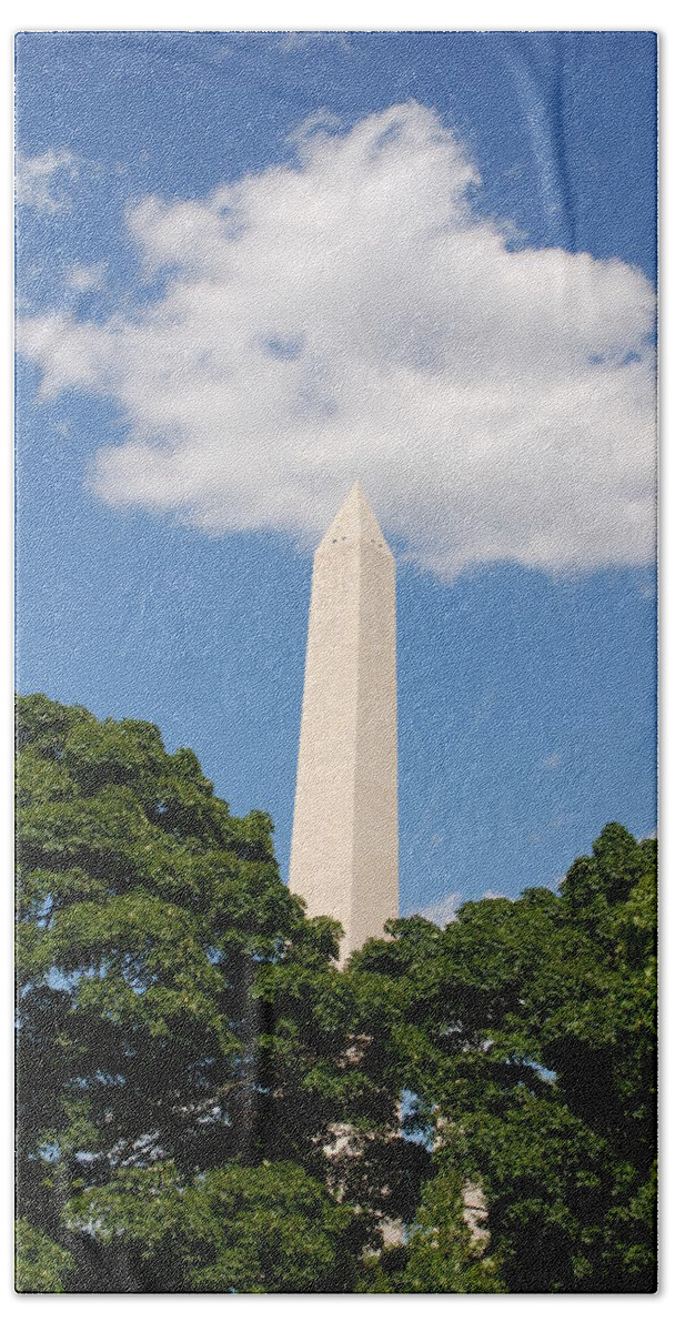 Washington Hand Towel featuring the photograph Obelisk Rises Into the Clouds by Kenny Glover