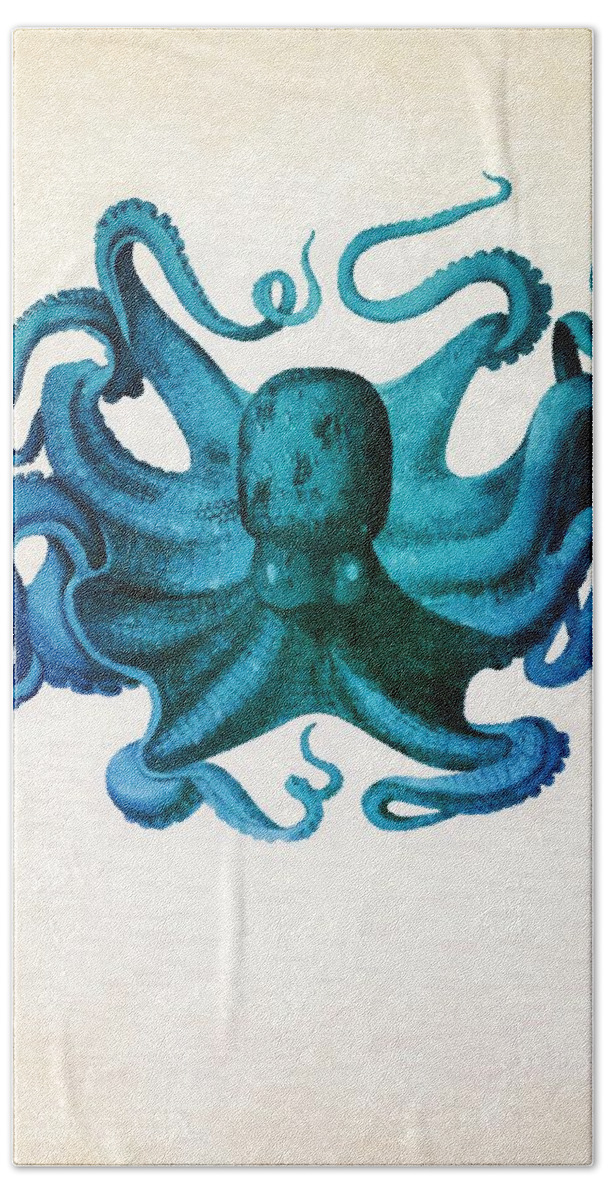 Octopus Bath Towel featuring the painting Octopus by Vintage