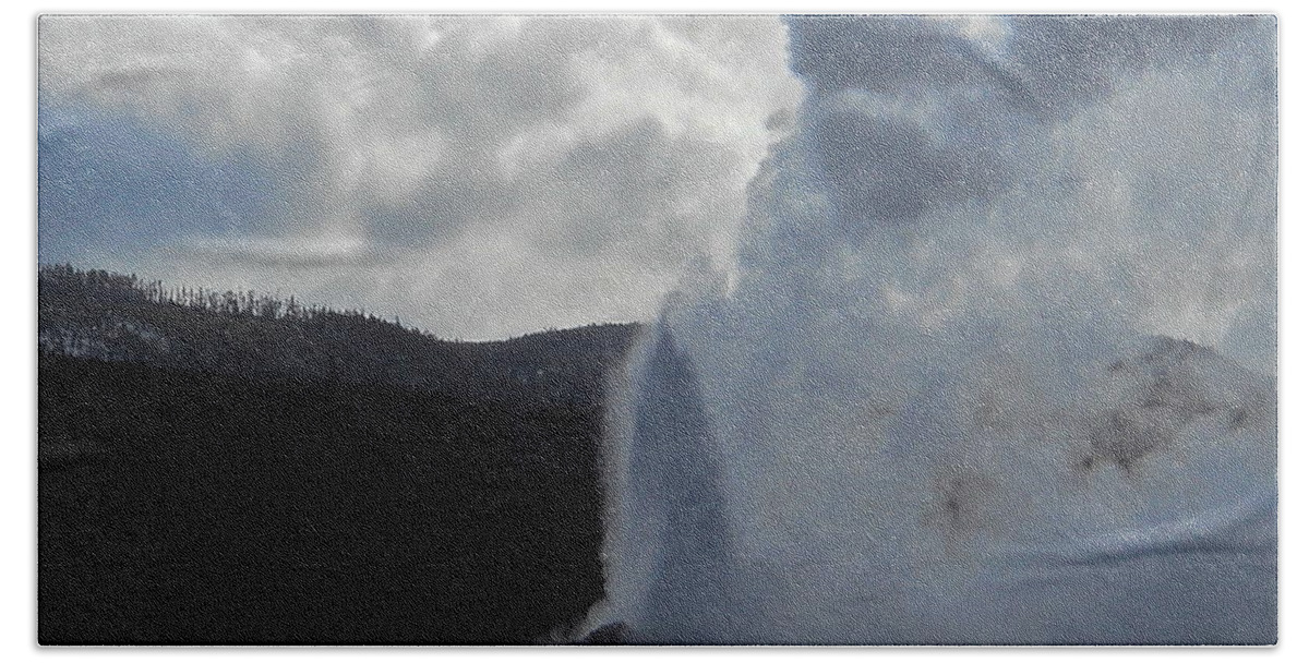 Geyser Bath Towel featuring the photograph Old Faithful Morning by Michele Myers
