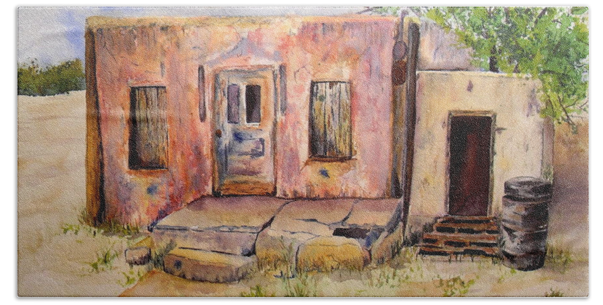 Home Bath Towel featuring the painting Old House in Clovis NM by Vicki Housel