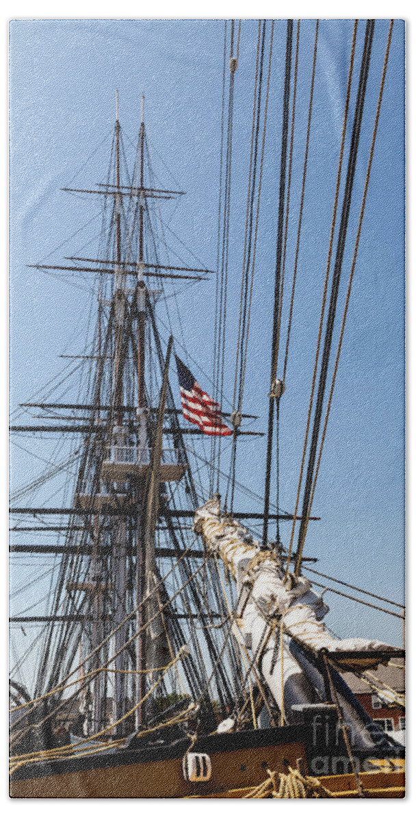 Boston Hand Towel featuring the photograph Old Ironsides and The Morgan by Beverly Tabet