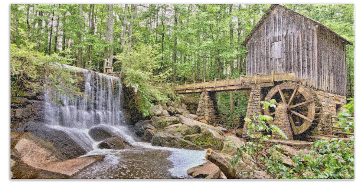 8650 Hand Towel featuring the photograph Old Lefler Grist Mill by Gordon Elwell