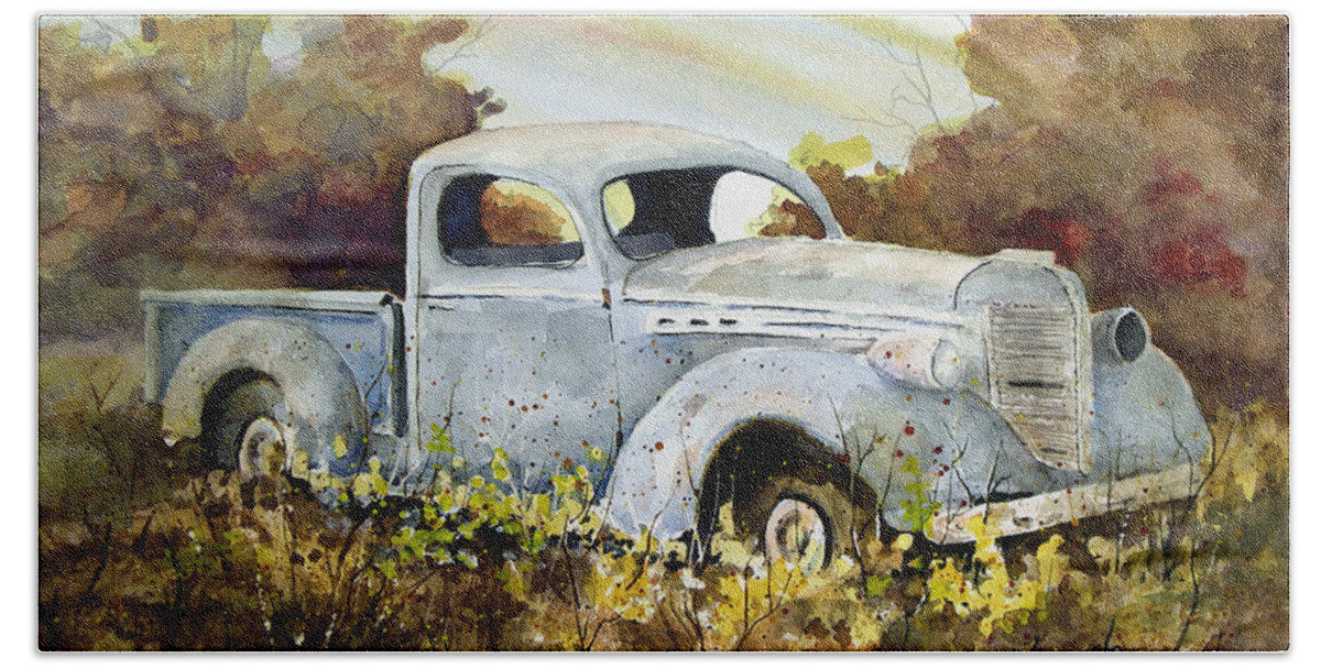 Truck Bath Towel featuring the painting Old Truck by Sam Sidders