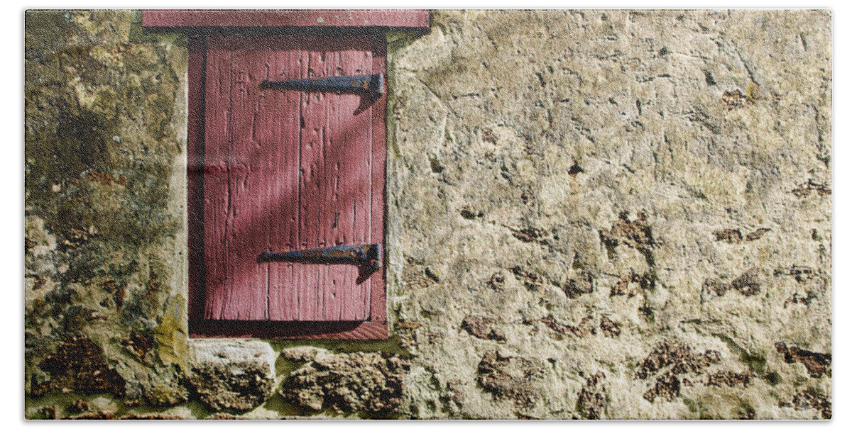 Wall Hand Towel featuring the photograph Old Wall and Door by Olivier Le Queinec