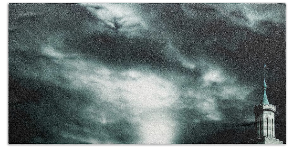 Clouds Bath Towel featuring the digital art Ominous Skies by Kathleen Illes