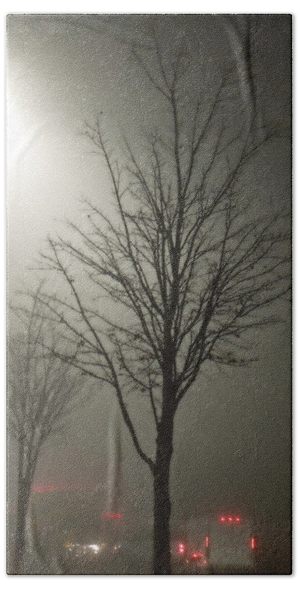 Fog Bath Towel featuring the photograph On a Foggy Night by Pete Trenholm