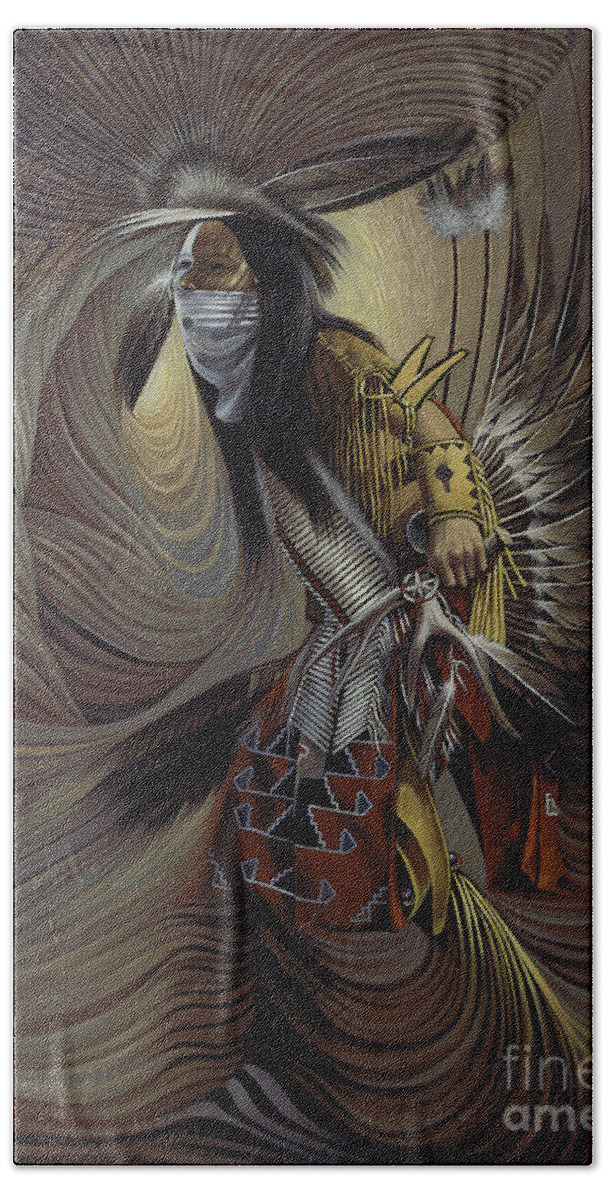 Native-american Bath Towel featuring the painting On Sacred Ground Series IIl by Ricardo Chavez-Mendez