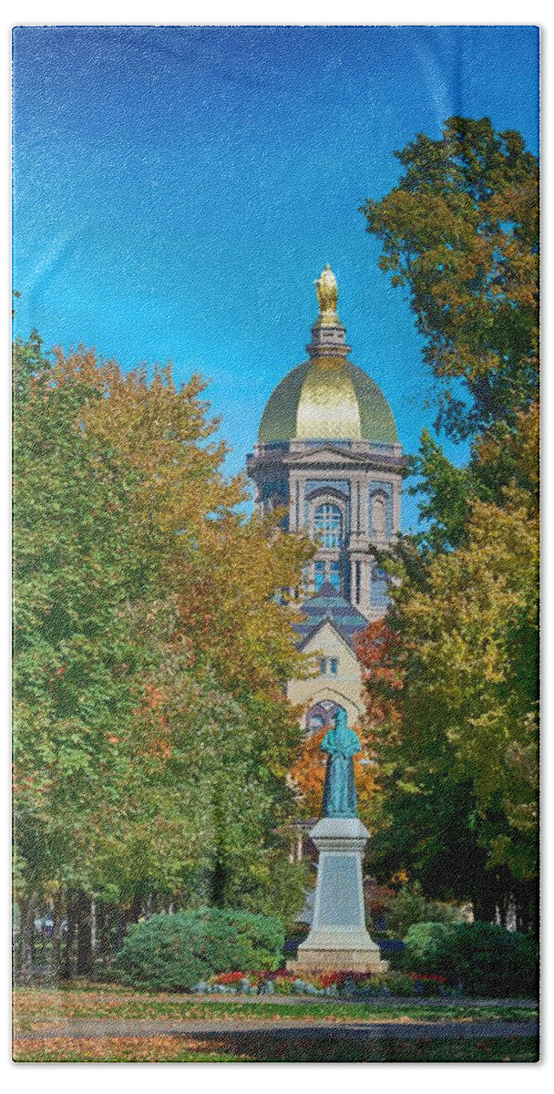 University Of Notre Dame Hand Towel featuring the photograph On the Campus of the University of Notre Dame by Mountain Dreams