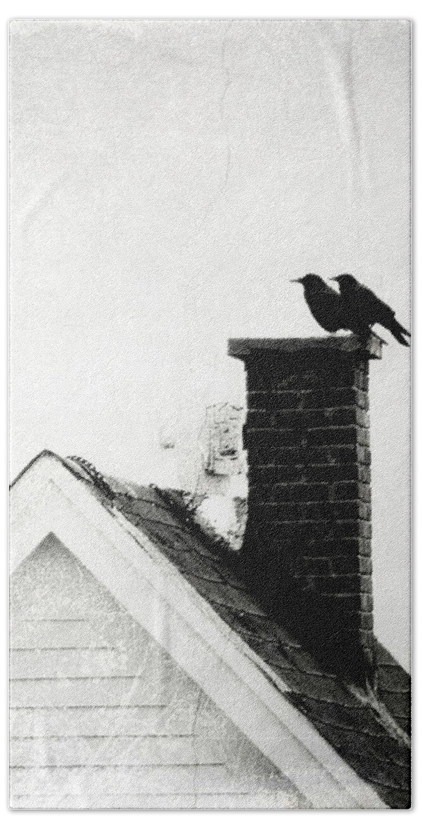 Crows Hand Towel featuring the photograph On The Chimney by Zinvolle Art
