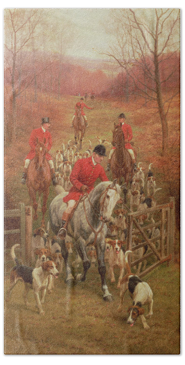 Foxhunting Bath Sheet featuring the painting On The Scent, 1906 by Edward Algernon Stuart Douglas