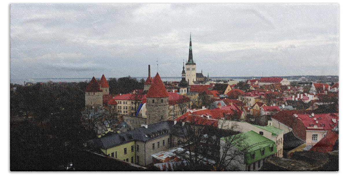 Tallinn Bath Towel featuring the photograph On Top of Tallinn by Randi Grace Nilsberg