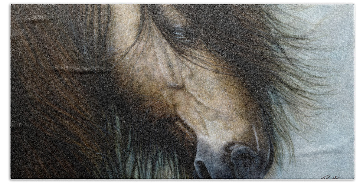 Horse Hand Towel featuring the painting Only the Strong Survive I by Wayne Pruse