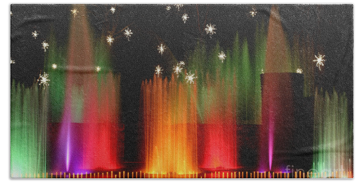 Open Air Hand Towel featuring the photograph Open Air Theatre Rainbow Fountain by Living Color Photography Lorraine Lynch