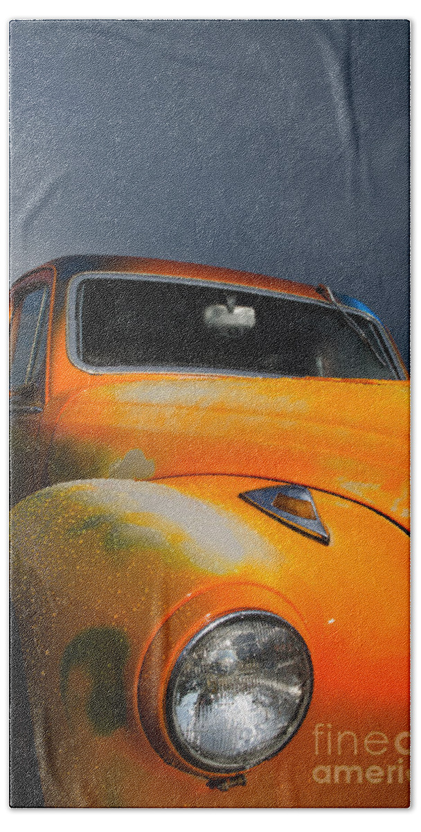 Orange Bath Towel featuring the photograph Orange Car by Brandon Hirt