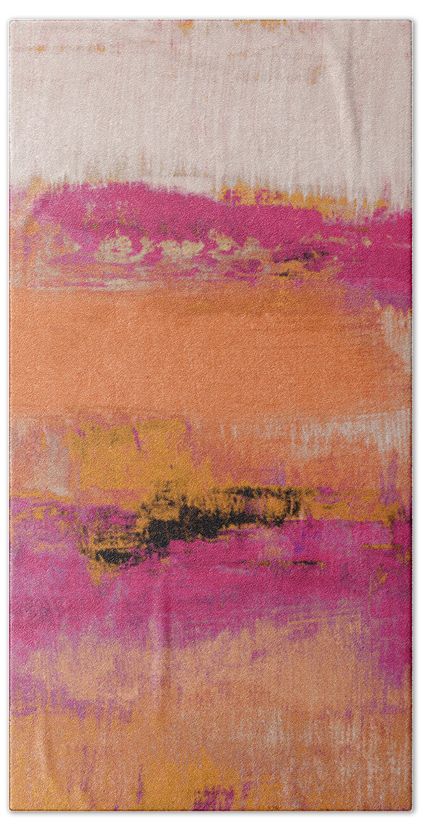 Orange Hand Towel featuring the painting Orange Quiet Midnight by Lanie Loreth