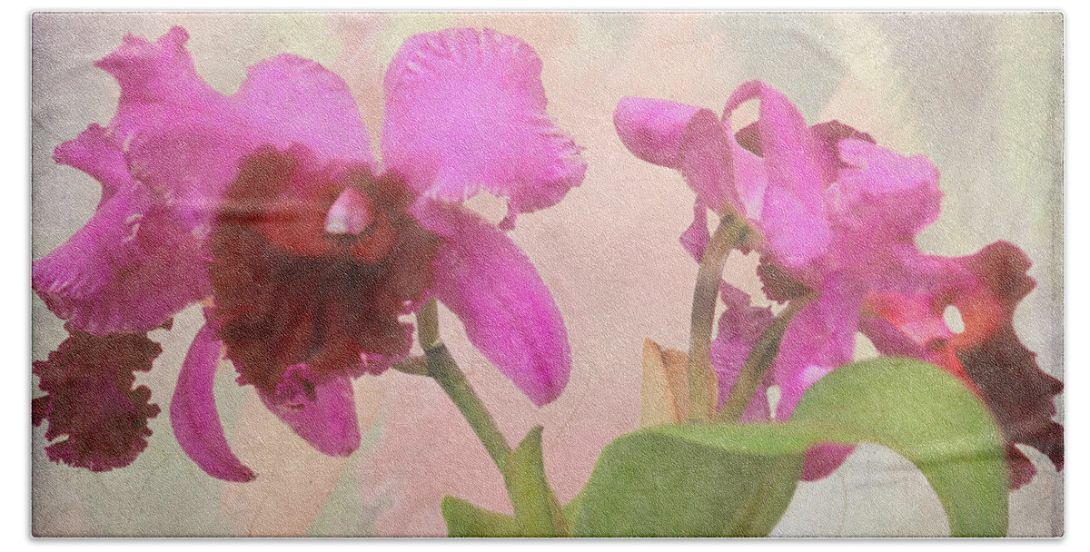 Flower Bath Towel featuring the photograph Orchid in Hot Pink by Rosalie Scanlon