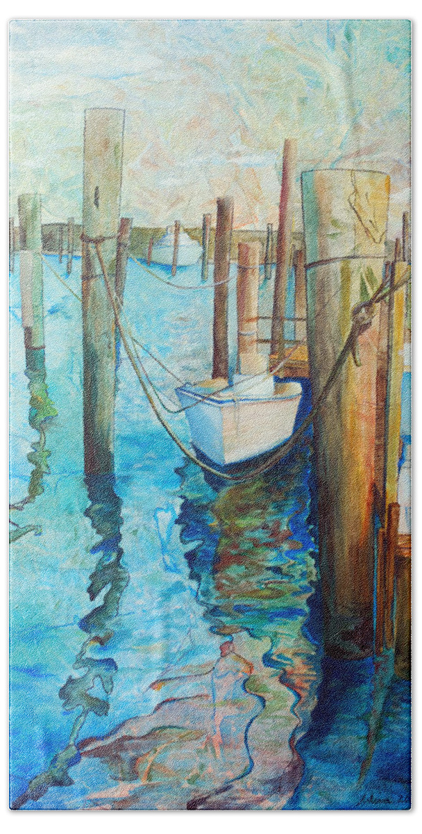 North Carolina Hand Towel featuring the painting Oregon Inlet by Arlissa Vaughn