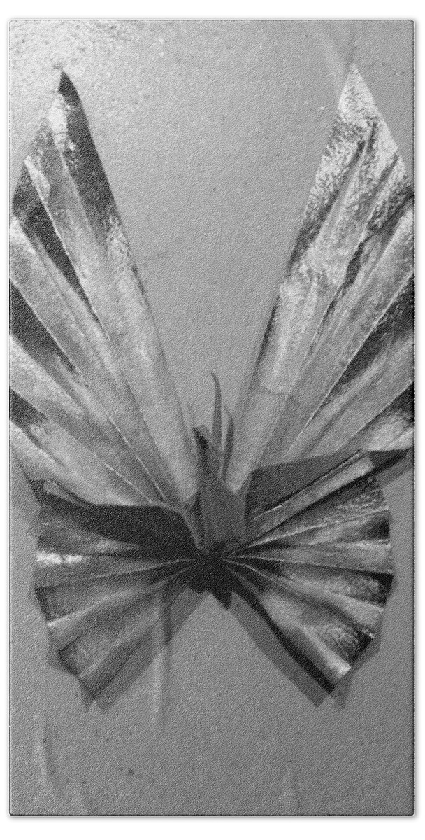 Origami Bath Sheet featuring the photograph ORIGAMI BUTTERFLY in BLACK AND WHITE by Rob Hans
