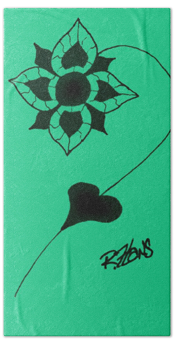 Flower Paintings Bath Towel featuring the photograph Original Ink Flower Sea Foam Green by Rob Hans
