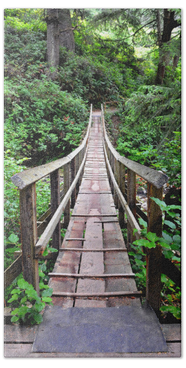 Oregon Hand Towel featuring the photograph Oswald Swinging Bridge by Rebecca Parker