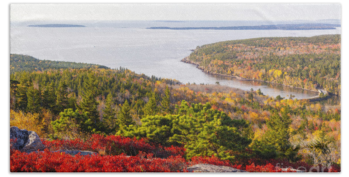 Acadia Bath Towel featuring the photograph Otter Cove from Gorham Mountain in Autumn Acadia National Park by Ken Brown