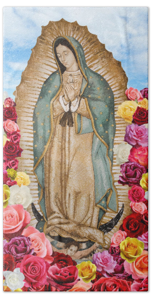 Our Lady Of Guadalupe Hand Towel featuring the digital art Our Lady of Guadalupe by Nancy Ingersoll