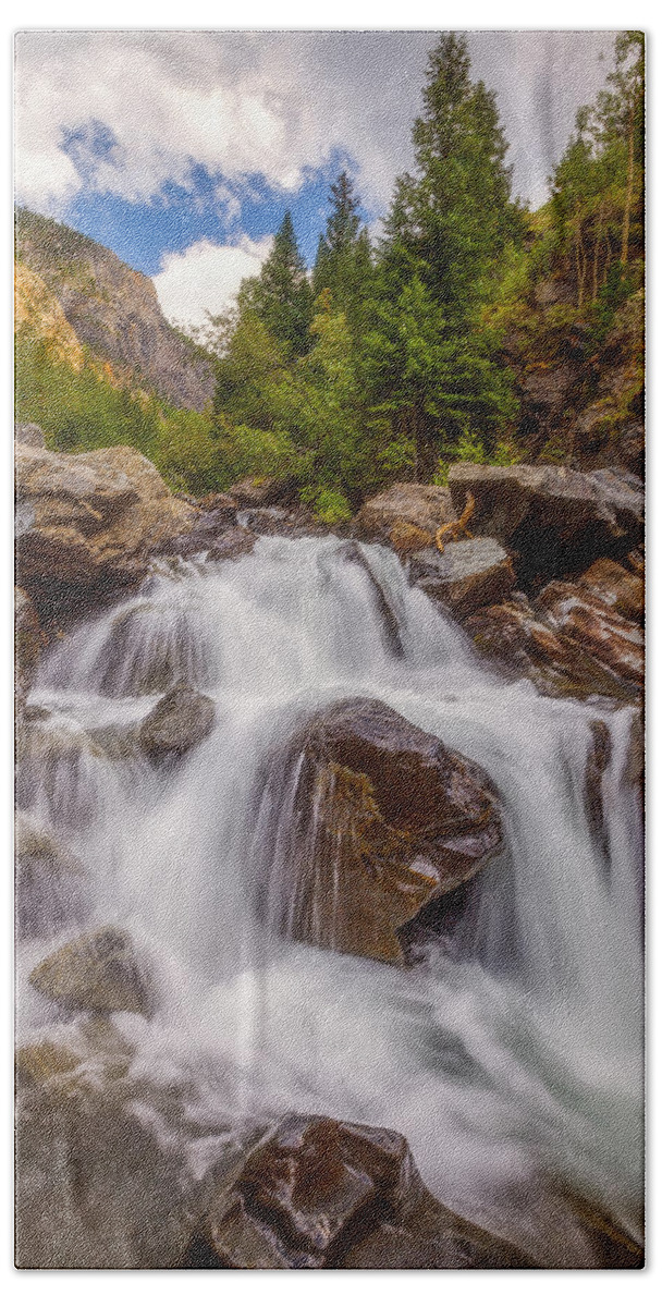 Waterfall Hand Towel featuring the photograph Ouray Wilderness by Darren White
