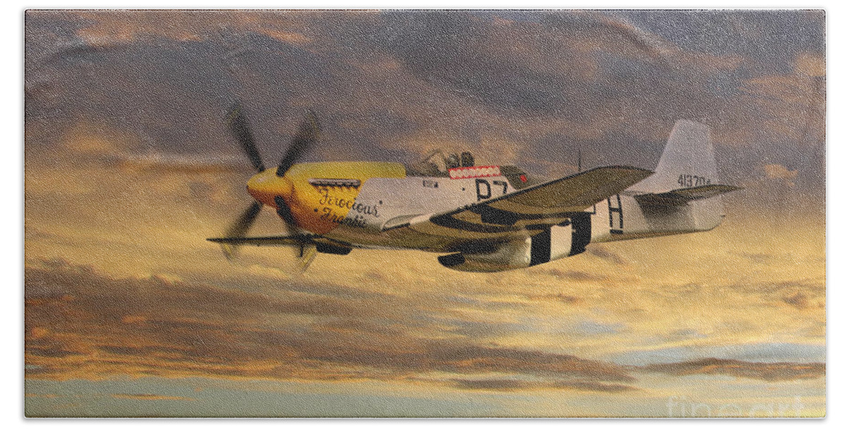 P51 Mustang Hand Towel featuring the digital art P-51 Ferocious Frankie by Airpower Art