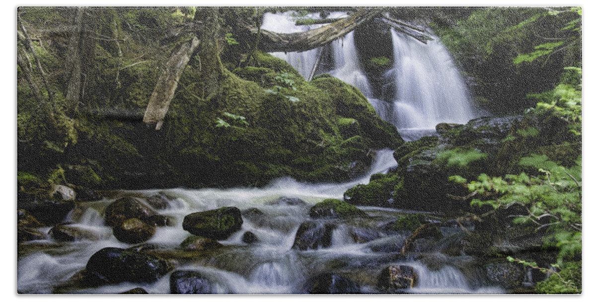 nordman Idaho Hand Towel featuring the photograph Packer Falls and Creek by Paul DeRocker