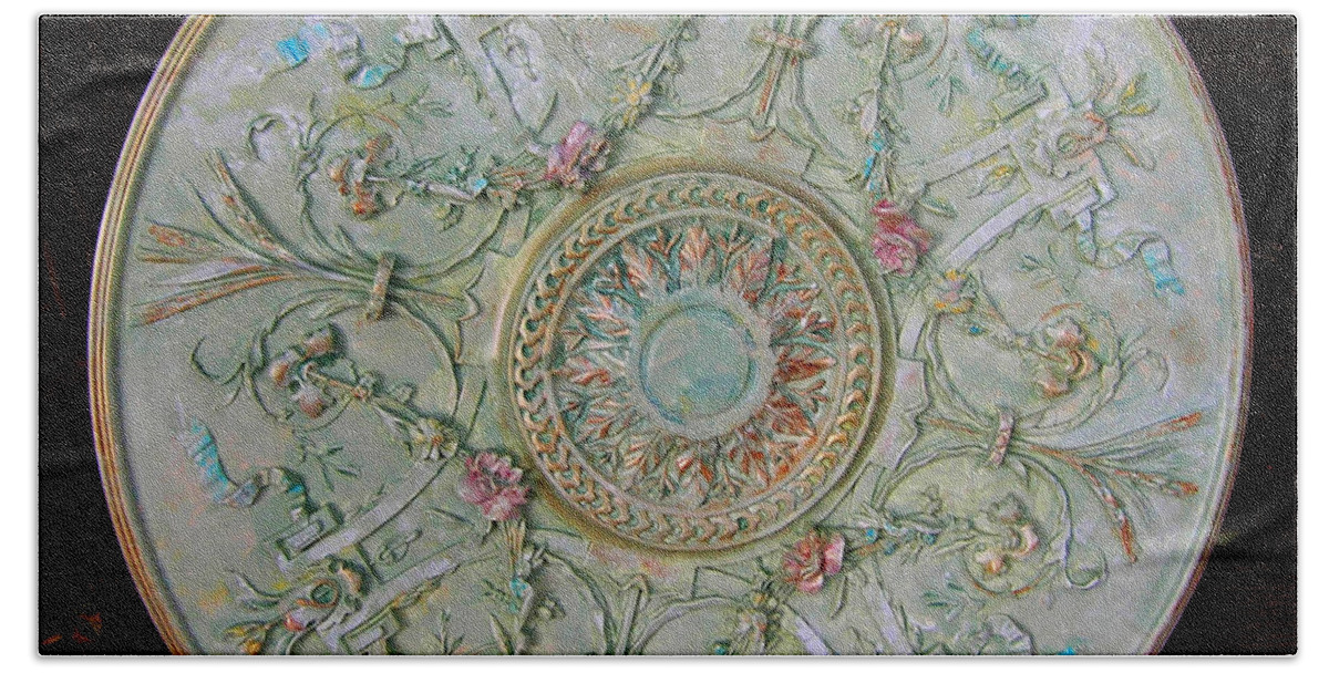 Medallion Bath Towel featuring the painting Painted Entry Ceiling Medallion by Lizi Beard-Ward