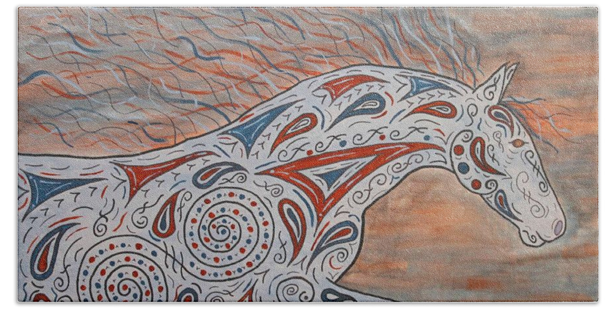 Horse Bath Towel featuring the painting Paisley Spirit by Susie WEBER