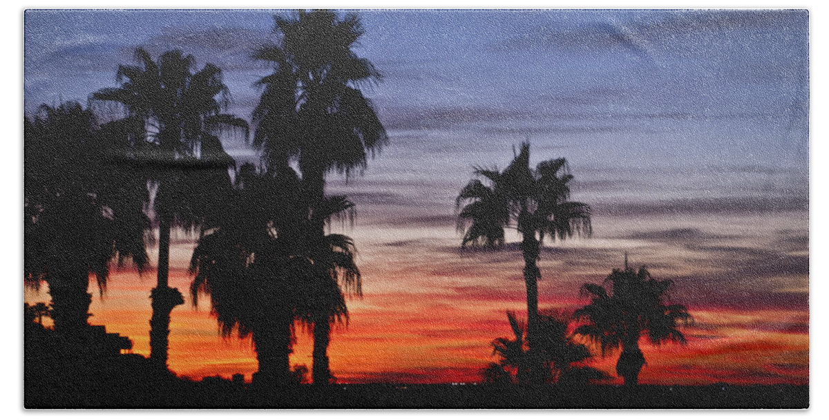 Desert Hand Towel featuring the photograph Palm Shadows by Deborah Klubertanz