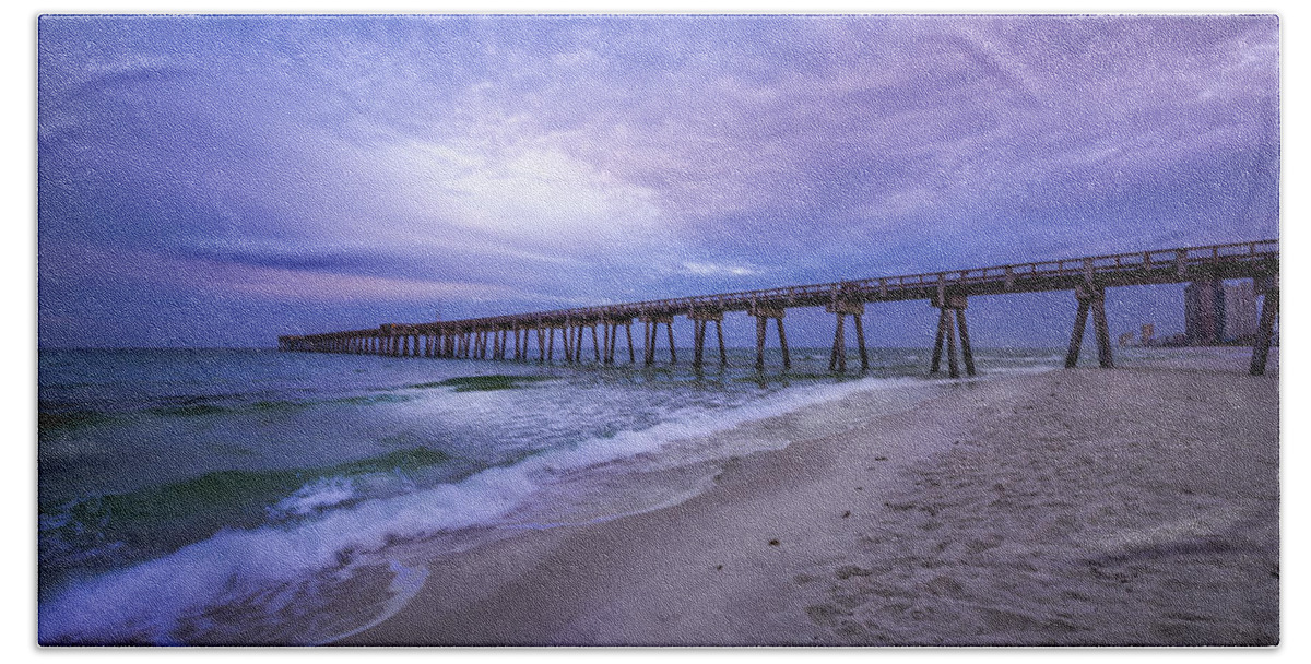 Beach Bath Towel featuring the photograph Panama City Beach Pier in the Morning by David Morefield