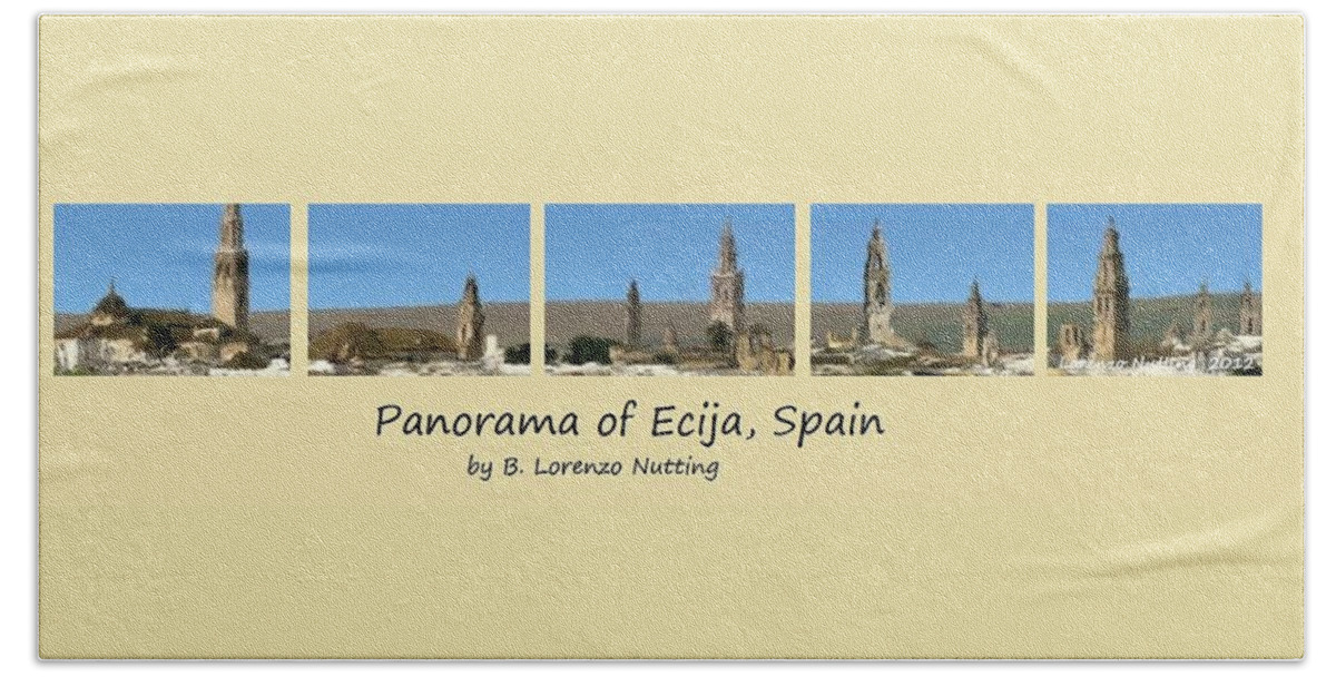 Ecija Hand Towel featuring the painting Panorama of Ecija Spain by Bruce Nutting