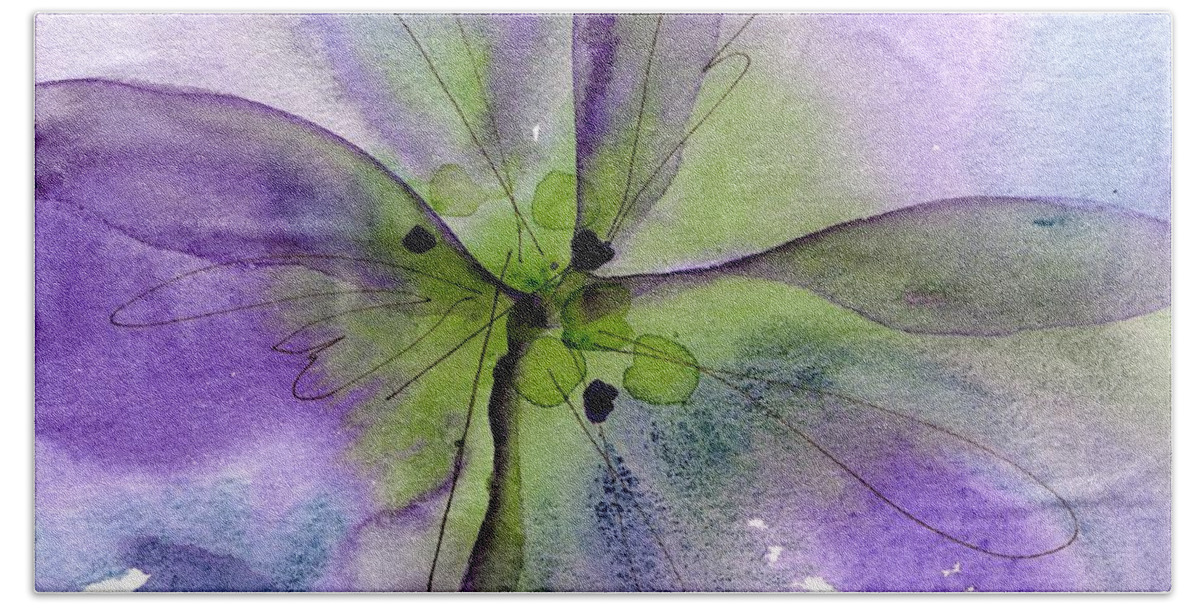 Watercolor Hand Towel featuring the painting Pansy 1 by Dawn Derman