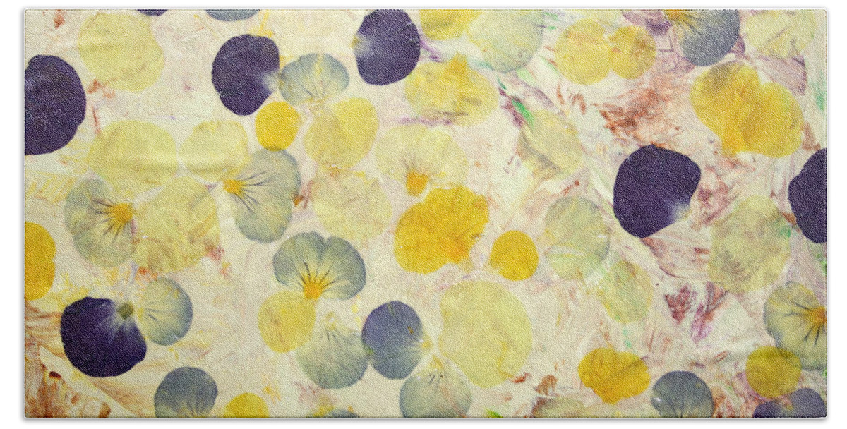 Pansies Bath Towel featuring the painting Pansy Petals by James W Johnson