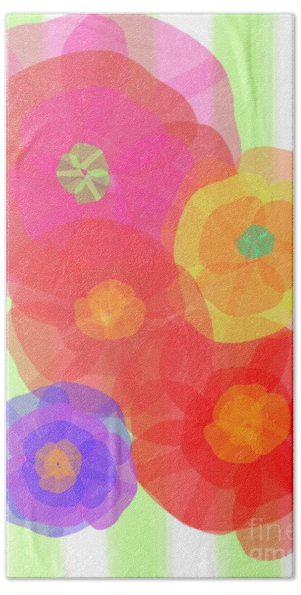 Abstract Bath Towel featuring the digital art Paper Flowers by Christine Fournier