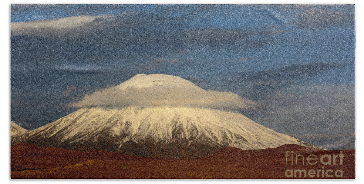Chile Bath Sheet featuring the photograph Parinacota Volcano Chile by James Brunker