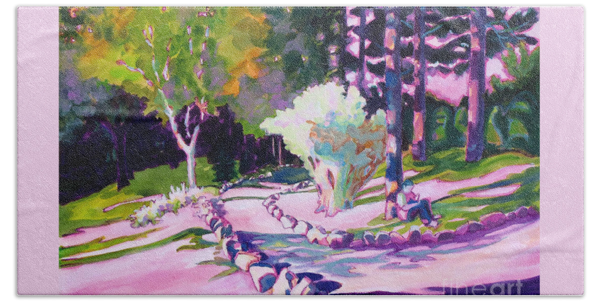 Paintings Bath Towel featuring the painting Park Trails 2      by Kathy Braud