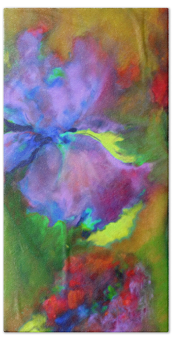 Abstract Hand Towel featuring the painting Passionate Garden - Abstract by Georgiana Romanovna