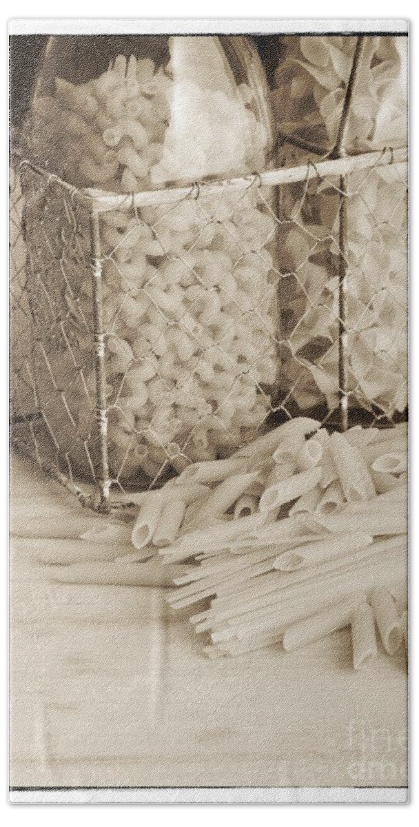 Basket Bath Towel featuring the photograph Pasta Sepia Toned by Edward Fielding