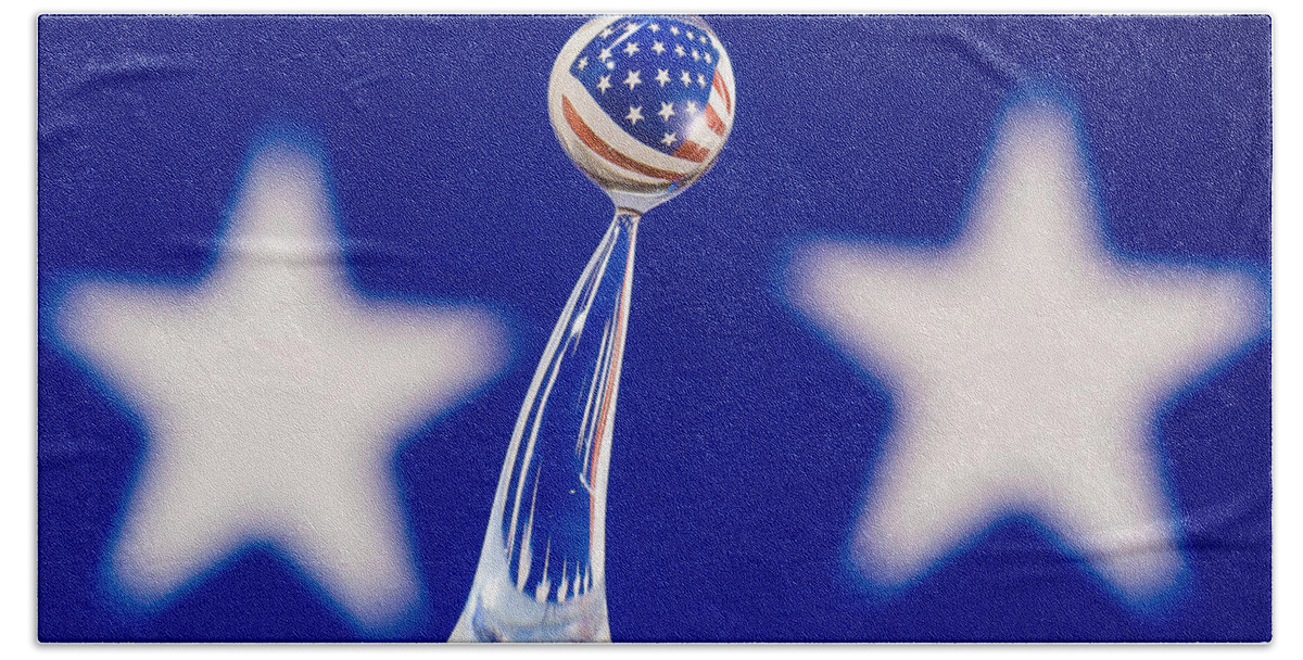 Water Drops Bath Towel featuring the photograph Patriotic Pop by Alissa Beth Photography