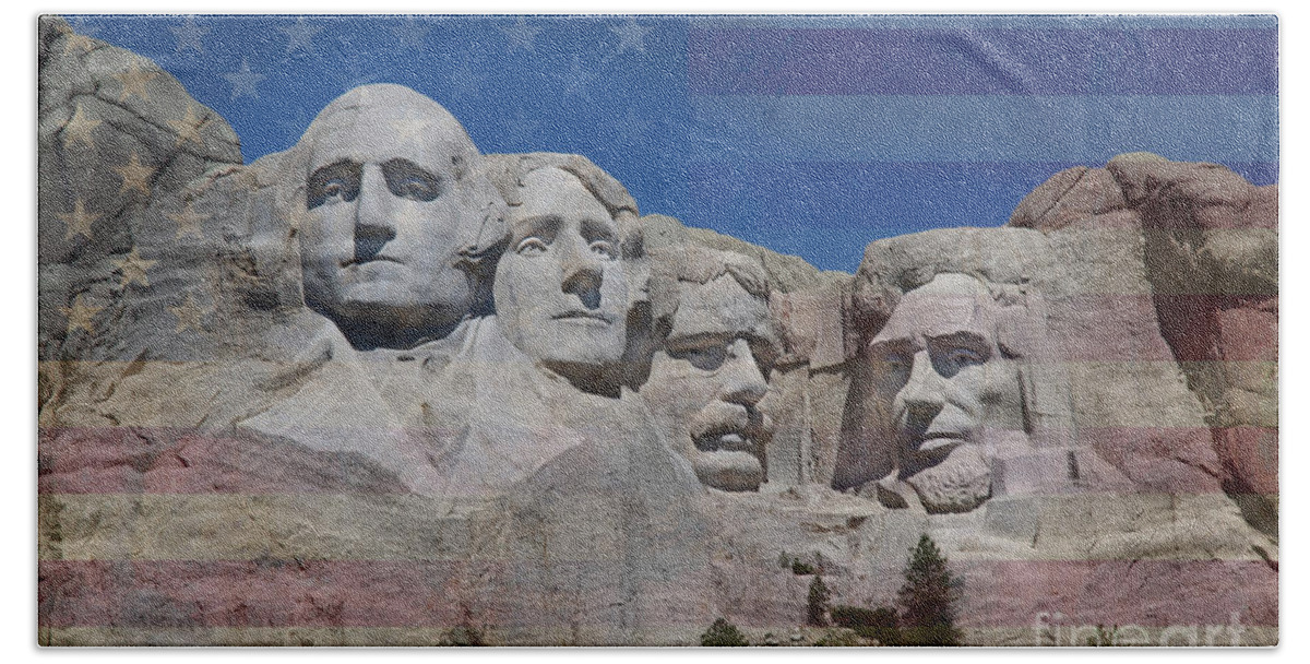 Mount Rushmore Hand Towel featuring the photograph Patriotic Presidents by Jemmy Archer