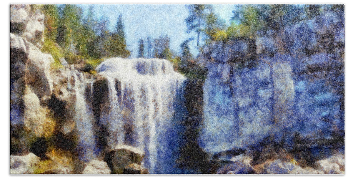Paulina Creek Falls Hand Towel featuring the digital art Paulina Creek Falls by Kaylee Mason