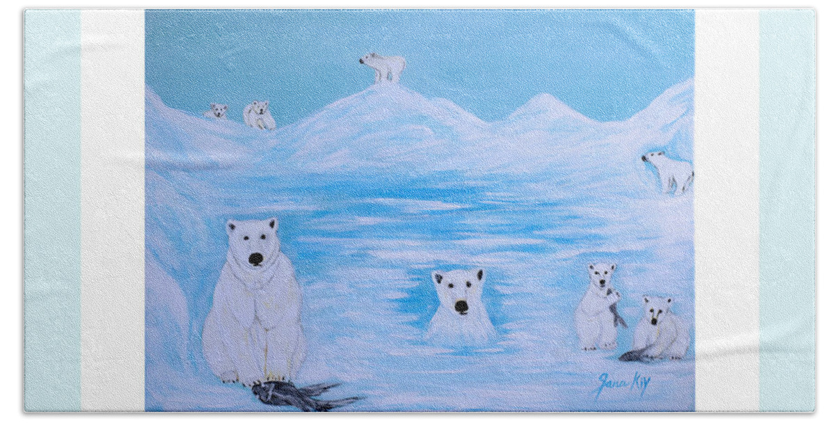 Polar Bears Bath Towel featuring the digital art Peace on Earth by Oksana Semenchenko