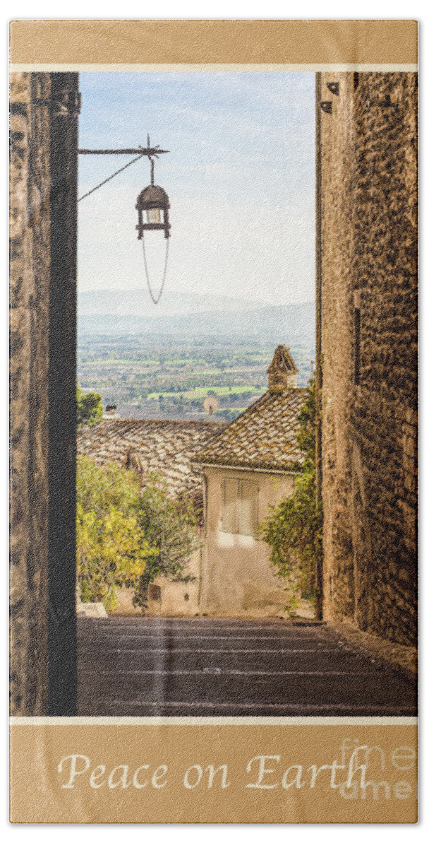 Italian Hand Towel featuring the photograph Peace on Earth with Valley Outside Assisi by Prints of Italy